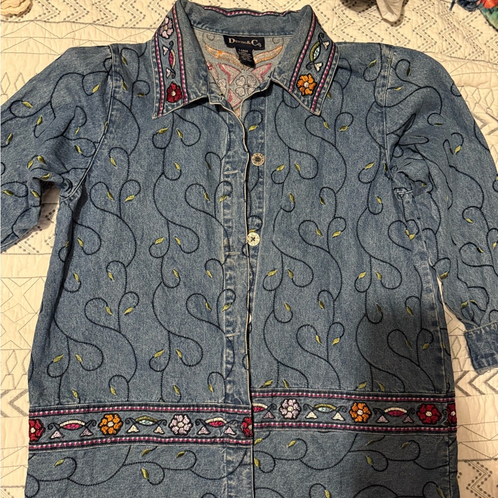 Embroidered Denim Jacket by Denim & Co